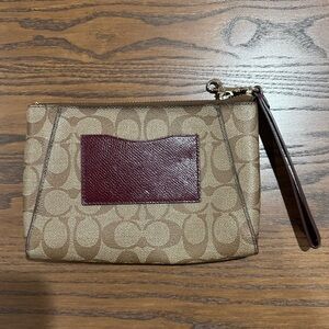 Coach Corner Zip Wristlet in Signature Coated Canvas and Recycled Leather